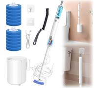 XANGNIER Set di scopino elettrico e supporto per WC con 12 ricariche usa e getta, spazzola per la pulizia del WC, spazzola per la pulizia del bagno per la casa, accessori essenziali per la casa