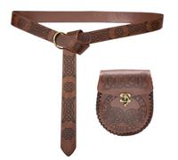 XANHOY Cintura vintage in pelle PU con tasca portamonete a tema medievale Partito Dressingup cintura con motivo goffrato Cosplay fornitura, Marrone, # A