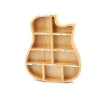 XANHOY Contenitore in legno per plettro per chitarra, 9 scomparti, a forma di chitarra, per piccoli oggetti, facile da usare, come mostrato nelle immagini, 278 mm