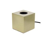 Xanlite, Lampada da tavolo a cubo in metallo color ottone, attacco E27, design elegante e minimalista, illuminazione pratica e durevole per interni