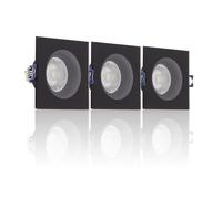 Xanlite Set di 3 faretti GU10 50 W 4000 K, quadrati, colore nero, IP44