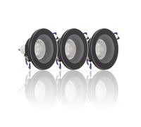 Xanlite Set di 3 faretti GU10 50 W 4000 K, rotondi, colore nero, IP44