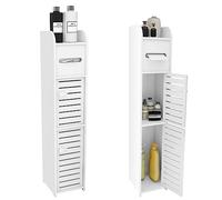 XANNI Armadio bagno in polipropilene, armadio da bagno stretto, resistente all'usura, impermeabile, armadio con porta, bianco (B 17 x 15 x 78 cm)