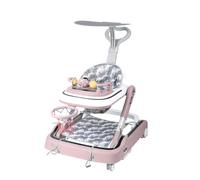 XANNI Girello 2 in 1 con cestino da basket, luci e musica, sollevatore scalabile, altezza regolabile, copertura anti-UV e pieghevole veloce, giocattolo per la veglia per bambini