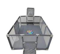 XANNI Parco bambino 180 x 120 cm, parco per bambini con 50 palline, con telaio da baseball e calcio Hoop, con pallone da calcio, pallone da basket e pompa, ampio parco per bambini per interni ed