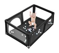 XANNI Parco per bambini con 50 palline, con 2 porte con cerniera rotonda, ampio parco per bambini per interni ed esterni, 180 x 120 cm