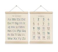 Xanorrg 2 Alfabeti per L'educazione Prescolare E Numeri Poster da Appendere con Cornice in Legno Decorazioni La Cameretta dei Bambini E della Cameretta dei Bambini