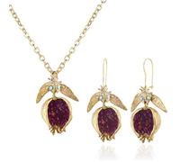 Xanorrg Frutta Vintage Red Melograno Orecchini A Sospensione Collana Gioielli Melograno Set Gioielli Dono Per Femmina Femmina Festa Collana Personalizzata Silverl