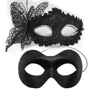 Xanorrg Pacchetto 2 Eleganti Mascheramenti Neri Maschera Maschera per Farfalla Nera Portafalla Farfalla Mascherate Feste A Tema