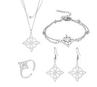Xanorrg Set Gioielli In Metallo Nodi Stregoneria Collana Con Ciondolo Bracciale Orecchini Collezione Accessori Eleganti Per Donna Collana Irlandese
