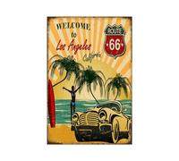 Xanovir Targa in metallo retrò vintage con motivo spiaggia Los Angeles California Route 66, decorazione artistica da parete graziosa decorazione da parete per casa, bar, fattoria, giardino, 20 x 30 cm
