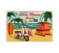 Xanovir Targa in metallo retrò vintage con spiaggia di Santa Monica, Los Angeles, decorazione artistica da parete, decorazione artistica da parete, regalo per casa, bar, fattoria, giardino, 20 x 30 cm