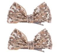 Xansema 2 fiocchi per capelli con paillettes da 10 cm, per ragazze, fermagli per capelli scintillanti, accessori per donne, adolescenti, ragazze e bambini (champagne)