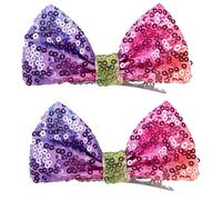 Xansema 2 fiocchi per capelli con paillettes da 10 cm, per ragazze, fiocchi scintillanti per capelli, accessori per donne, adolescenti, ragazze e bambini (arcobaleno)