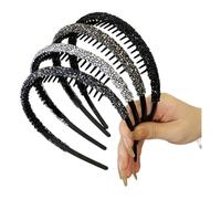 Xansema 4 cerchietti per capelli a zig-zag, per donne e ragazze, alla moda, antiscivolo, regolabili, con pettine dentato, accessori per capelli, per uso quotidiano, yoga, spa, feste (Rones, taglia