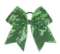 Xansema Elastico per capelli con paillettes, per donne e ragazze, con fiocco grande, per coda di cavallo (verde)