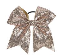 Xansema Elastico per capelli con paillettes, per donne e ragazze, con fiocco grande, per coda di cavallo (oro chiaro)