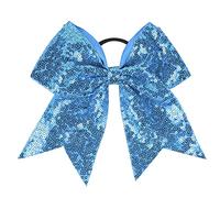 Xansema Elastico per capelli con paillettes, per donne e ragazze, con fiocco grande, per coda di cavallo (blu)