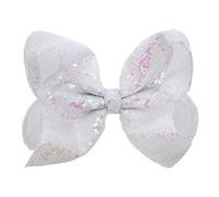 Xansema Fiocchi per capelli, 20,3 cm, con paillettes, clip a coccodrillo e mollette, accessori per donne e bambini (bianco)