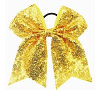 Xansema Fiocco elastico per capelli con paillettes, 16,5 cm, grande, per coda di cavallo, per donne, ragazze, bambini, adolescenti (giallo)