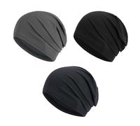 Xanthelle Berretto, Berretto Uomo Donna per Estate, Cuffia da Notte e Copricapo, 3 Berretti in Nero Grigio Blu, Berretti & Cappelli per Quotidiano e Chemioterapia