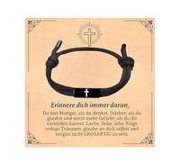 Xanthelle Bracciale con Croce, Bracciale Croce Nero per Ragazzi & Regalo di Cresima, Bracciale Battesimale Religioso Regalo per Figlio, Cresima, Compleanno