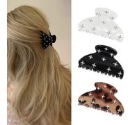 Xanthelle Fermagli per Capelli, 3 Pezzi Fermagli Eleganti con Strass per Capelli Fini e Spessi, Clip per Capelli in Acrilico