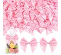 Xanthelle Fiocchi, 50 Pezzi Fiocchi in Raso Rosa, Fiocco per Auto & Matrimonio, Decorazione Cesto Regalo, Accessori Candybar, Nastro per Feste, Fai da Te
