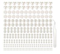 Xanthelle Perle adesive, 12 adesivi perle autoadesive a forma di cuore fiore cerchio con pinzetta argento, gemme brillanti per viso e capelli