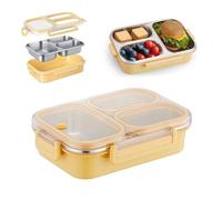 Xanthelle Scatola con Scomparti, Lunch Box in Acciaio Inox per Bambini & Scatola Snack con Scomparti, Bento Box 3 Scomparti, Scatola Snack in Acciaio Inox a Prova di Perdite per Scuola & Ufficio
