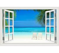 XAONUO Carta Da Parati Murale Effetto 3D Oceano Spiaggia Cielo Paesaggio 150X100 Carta Da Parati Autoadesiva In Pvc Fotomurali Carta Da Parati 3D Effetto Quadri Murali Murale Decorazione