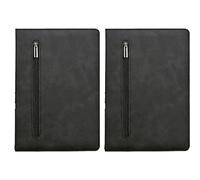 XAoSCd 2 Pezzi A5 Taccuino Copertina In Pelle Taccuino Copertina Rigida Taccuino Aziendale Taccuino Per Riunioni Da 100 Fogli Taccuino In Pelle Pu,Black