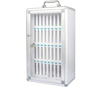 XAoSCd Armadietto per cellulare con scomparti, in lega di alluminio, con serratura e numerazione per l'esame in classe, lavoro in fabbrica, 24 fori, Silver-36 fori