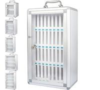 XAoSCd Armadio di stoccaggio per telefoni cellulari, cassaforte, metallo telefono cellulare con numero e serratura per il lavoro in classe, test, fabbrica, 24 fori,Silver-36 fori