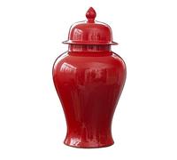 XAoSCd Barattolo per Conservazione degli Alimenti, Barattolo Decorativo Vaso di Vaso Decor Semplice Vaso di in Ceramica con Coperchio Rosso Grande Vaso Cinese Ant,A-22 * 39Cm