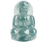 XAoSCd Ciondolo In Giada Verde Per Uomo E Donna, Collana Di Giadeite Certificata Di Grado A Naturale Per La Pace Interiore (Ciondolo Buddha Guanyin)