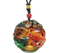XAoSCd Ciondolo Pixiu In Giada Colorata Per Donne E Uomini, Collana In Pietra Naturale Lucky Jewerly (Pixiu In Giada Colorata)