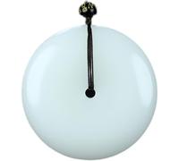 XAoSCd Collana Con Ciondolo Grande Cerchio Eterno In Giada Bianca, Fibbia Di Sicurezza Hetian Per La Pace Interiore (Pendente Del Cerchio Eterno)