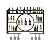 XAoSCd Espositore Per Vino Da Parete In Metallo, Mensole Galleggianti Per Unità Bar, Portabottiglie Da Parete, Portabottiglie In Ferro Con Ripiani, Per Casa, Ristorante, Bar,Black-with Light-140cm
