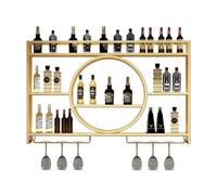 XAoSCd Espositore Per Vino Da Parete In Metallo, Mensole Galleggianti Per Unità Bar, Portabottiglie Da Parete, Portabottiglie In Ferro Con Ripiani, Per Casa, Ristorante, Bar,Gold-with Light-120cm