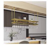 XAoSCd Mensola Per Montaggio A Soffitto Portabottiglie Industriale Per Vino, Portabicchieri In Metallo Per Soffitto Regolabile, Portabottiglie Per Bar, Portabottiglie Capovolt,Gold-60 x 30cm