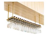 XAoSCd Mensola Sospesa A Soffitto Mensola Da Soffitto Industriale Portabottiglie, Scaffale Portaoggetti Da Bar Con Ripiano In Vetro Per Bicchieri Da Vino Per Sottopensile, Cuc,Gold-120 x 30 x 60cm