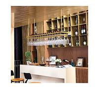 XAoSCd Mensola Sospesa A Soffitto Mensola Sospesa A Soffitto Portabicchieri Da Vino, Portabottiglie Da Vino In Stile Decorazione Mensola Per Calici Da Vino, Per Bar, Altezza E,Gold-120 x 30 x 60cm
