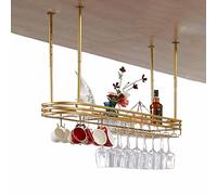 XAoSCd Mensola Sospesa A Soffitto, Portabicchieri Da Vino A Soffitto, Portabicchieri Da Vino Sospeso, Mobiletto Portabottiglie Sospeso Regolabile In Altezza, Perfetto Per Bar,