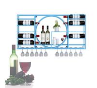 XAoSCd Mensole Da Bar In Metallo Per Vino, Montate A Parete Con Portabottiglie Da Vino Sospeso, Mobiletto Per Liquori, Espositore Per Bottiglie, Scaffale Per Whisky, Contenito,Blue-100 * 11 * 52Cm