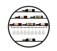 XAoSCd Mensole Da Bar Per Vino Montate A Parete Con Portabicchieri Da Vino Sospeso Per Bottiglie Di Liquore, Mensole Da Bancone Galleggianti, Mensole Da Bar Per Whisky, Mobile,Black-85 * 85 * 10Cm