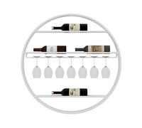 XAoSCd Mensole Da Bar Per Vino Montate A Parete Con Portabicchieri Da Vino Sospeso Per Bottiglie Di Liquore, Mensole Da Bancone Galleggianti, Mensole Da Bar Per Whisky, Mobile,White-75 * 75 * 10Cm