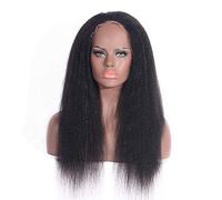 XAoSCd Parrucca Capelli Veri Capelli Soffici Spiga di Grano Stile Nero Capelli Lunghi Copricapo Pieno di Pizzo Parrucca Nera Il Set di Parrucche può Essere Tinto (Size : 26") (22)