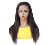 XAoSCd Parrucca di Capelli Umani Selvaggi alla Moda con Parrucca Anteriore in Pizzo Lungo Capelli Lisci con Parrucca Lunga, Fatta A Mano in Set dal Vivo (24 Pollici).