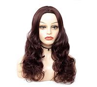 XAoSCd Parrucca Europa E America Set Testa A Rullo Lungo Marrone Scuro Set Parrucca Soffice Divisa Set Parrucca A Filo Ad Alta Temperatura